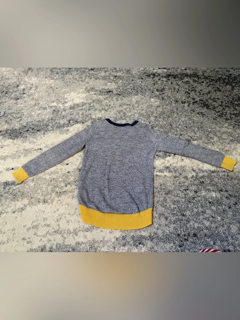 GAP Gray Sweater with Purple Star and Yellow Hemline